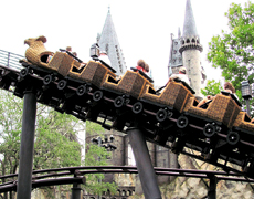 A theme park ride at Harry Potter World, Orlando